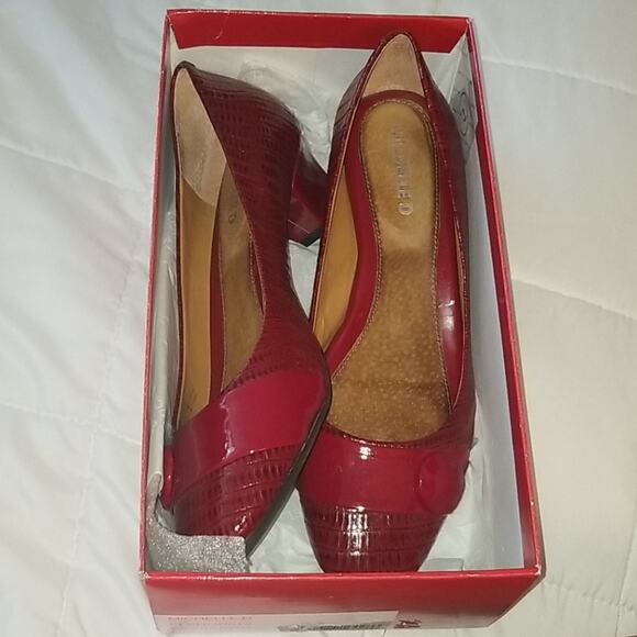 Michelle D. Ferrari Red Elenor low heel shoes 8M WITH box vintage 1950 style - Picture 2 of 5
